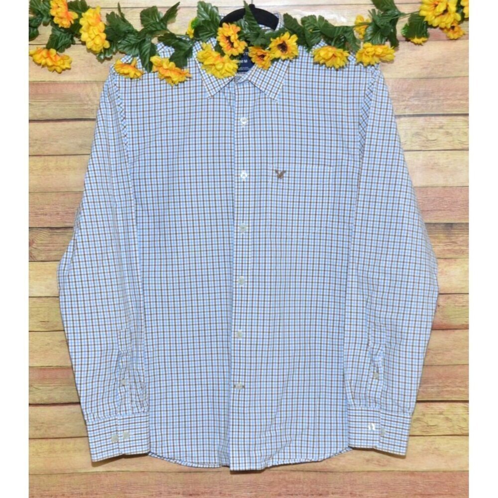 American Eagle Men's M Vintage Fit Button Front Long Sleeve Plaid Shirt Career